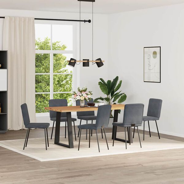 vidaXL Dining Chair Set of 6 Dark Grey Velvet, Plywood, Metal Medium