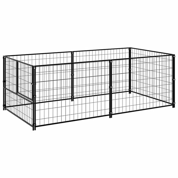 vidaXL Dog Kennel Black Steel 78.7x39.4x27.6 in Durable Dog Kennel