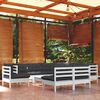 vidaXL Garden Lounge Set White Solid pinewood, fabric (100% polyester)