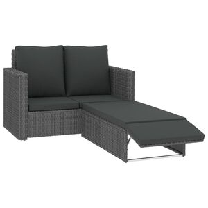 vidaXL Sofa Set Grey and dark grey PE rattan, powder-coated steel