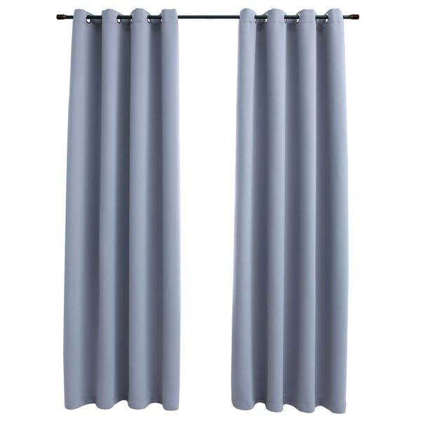 vidaXL Blackout Curtains with Rings 2 pcs Gray 54"x63" Fabric