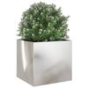 vidaXL Planter Silver Stainless Steel Medium Decorative Inlays Planter