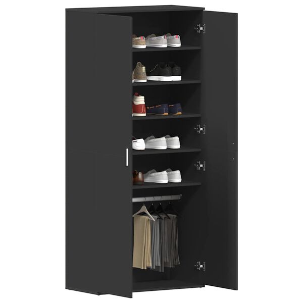 vidaXL Shoe Cabinet with Door Black 80 x 39 x 180 cm Engineered wood