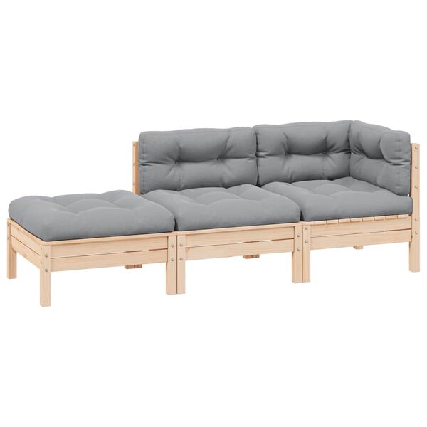 vidaXL Garden Lounge Set Set of 3 Grey, Natural Wood