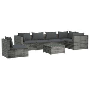vidaXL Garden Lounge Set Grey PE rattan Large Modular