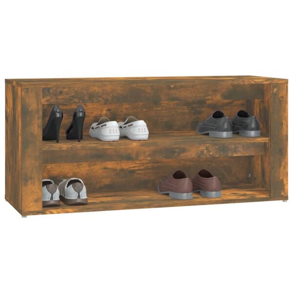 vidaXL Shoe Rack Smoked Oak Engineered Wood Medium Shoe Rack