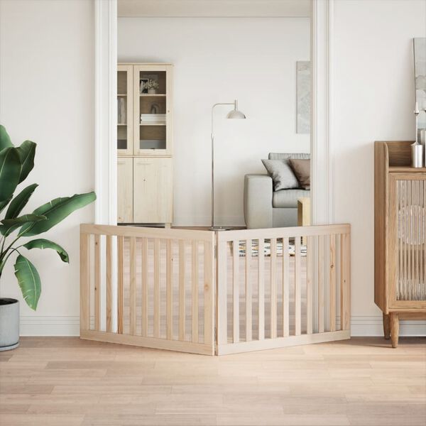 vidaXL Dog Gate Set of 2 Natural Solid Poplar wood