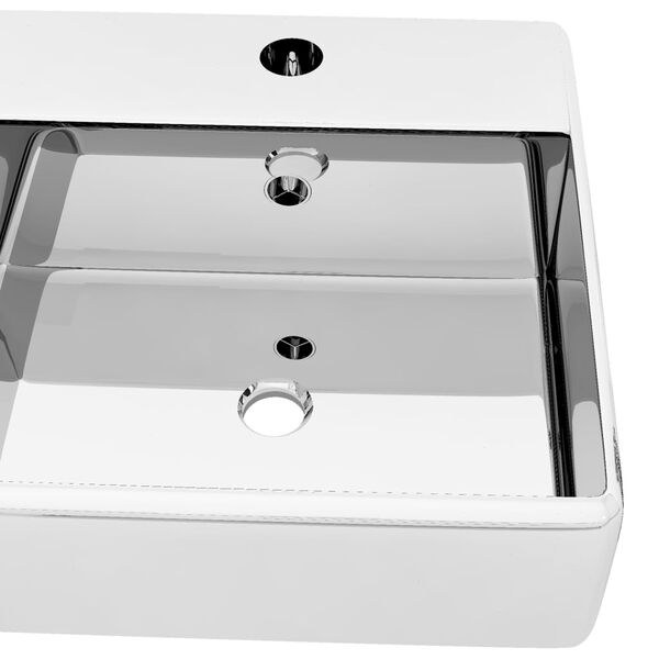 vidaXL Wash Basin with Overflow 16.1x16.1x5.9" Ceramic Silver