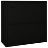 vidaXL Sliding Door Cabinet Black Steel, Tempered Glass Medium