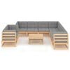 vidaXL Garden Lounge Set Natural Solid pinewood Large Modular