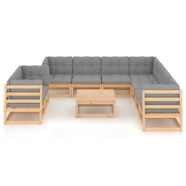 vidaXL Garden Lounge Set Natural Solid pinewood Large Modular
