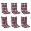 vidaXL Highback Chair Cushion Set of 6 Red check pattern
