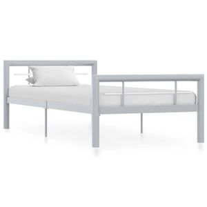 vidaXL Bed Frame Grey and White Metal Twin Durable Bed Frame