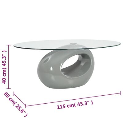 vidaXL Coffee Table with Oval Glass Top High Gloss Gray