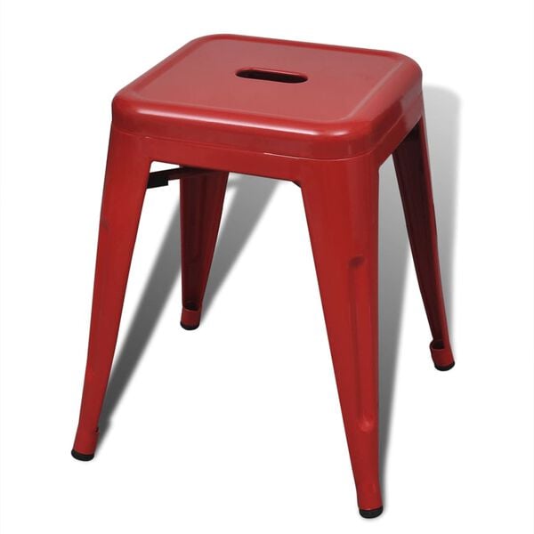 vidaXL Stacking Stools 2 pcs Red Metal