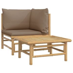 vidaXL Garden Lounge Set Taupe Bamboo, Polyester Medium Modular