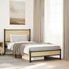 vidaXL Bed Frame Sonoma Oak Steel 42.1 x 79.9 in Modern Bed Frame