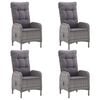 vidaXL Garden Dining Set Grey Poly rattan, steel, acacia wood, fabric