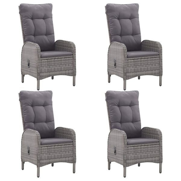 vidaXL Garden Dining Set Grey Poly rattan, steel, acacia wood, fabric