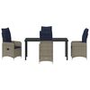 vidaXL Table and Chair Set with Cushion 5 pcs Grey PE Rattan