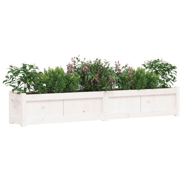 vidaXL Garden Planter Set of 2 White Solid pine wood Large
