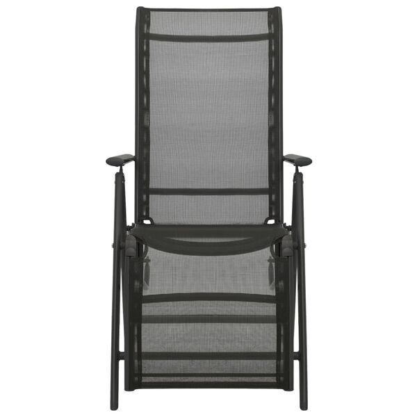 vidaXL Garden Chair Set of 2 Black Powder-coated aluminum, textilene