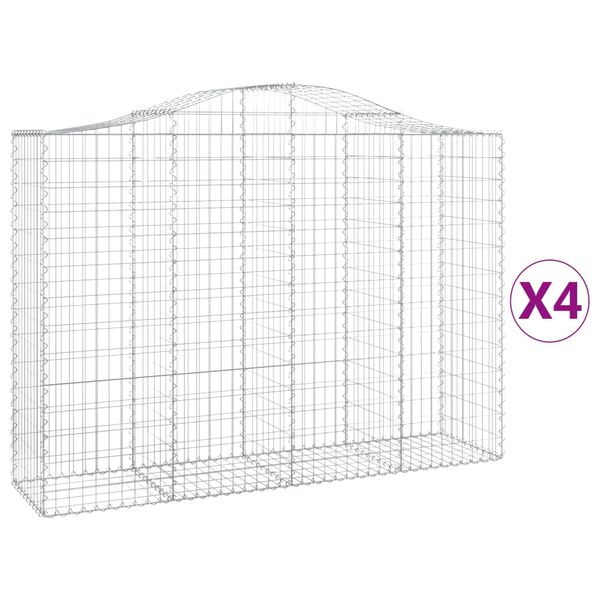 vidaXL Gabion Basket Set of 4 Silver Galvanized Iron