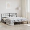 vidaXL Bed Frame Black Powder-Coated Steel Double Bed Frame