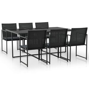 vidaXL Rattan Dining Set Black