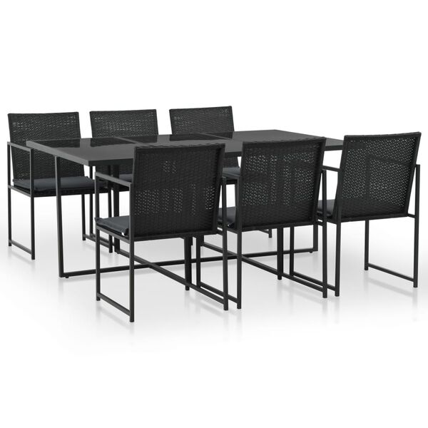 vidaXL Rattan Dining Set Black