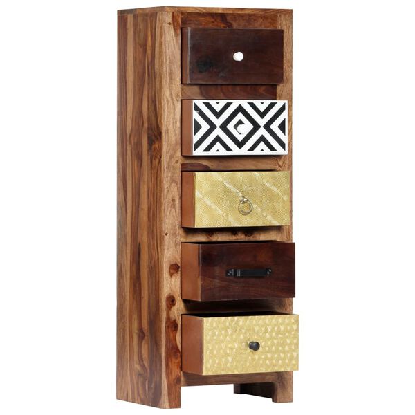 vidaXL Side Cabinet Natural wood and mixed patterns