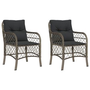 vidaXL Garden Chair Set of 2 Grey PE rattan, powder-coated steel