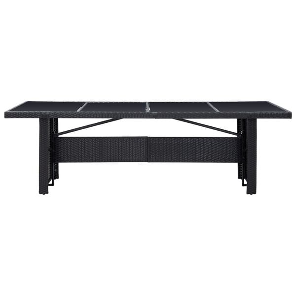 vidaXL Outdoor Table Black PE rattan, glass, powder-coated steel