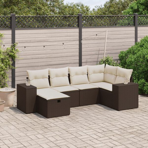 vidaXL Garden Sofa Set Brown Poly Rattan and Powder-Coated Steel Modular