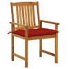 vidaXL Patio Chair Set of 8 Red Cushion, Brown Wood
