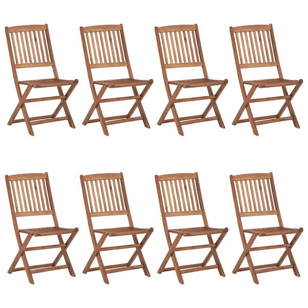vidaXL Garden Chair Set of 8 Beige, Natural Wood