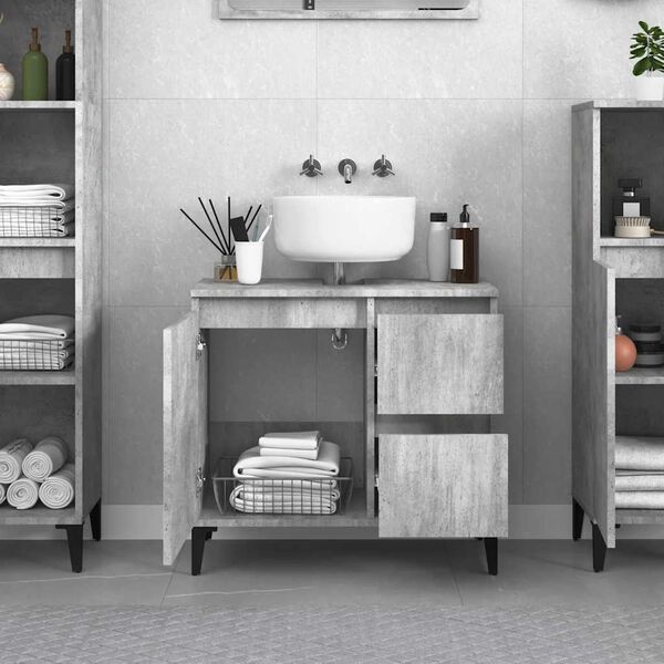 vidaXL Bathroom Cabinet Concrete Gray Engineered Wood Medium