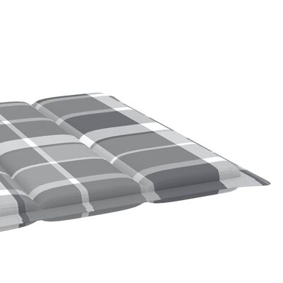 vidaXL Sun Lounger with Gray Check Pattern Cushion Solid Teak Wood