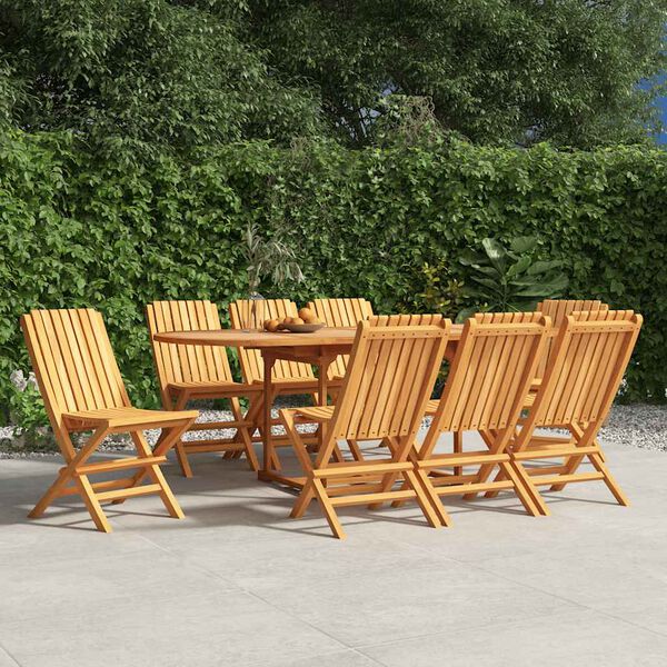 vidaXL Folding Garden Chair Set of 8 Teak Solid teak wood Standard