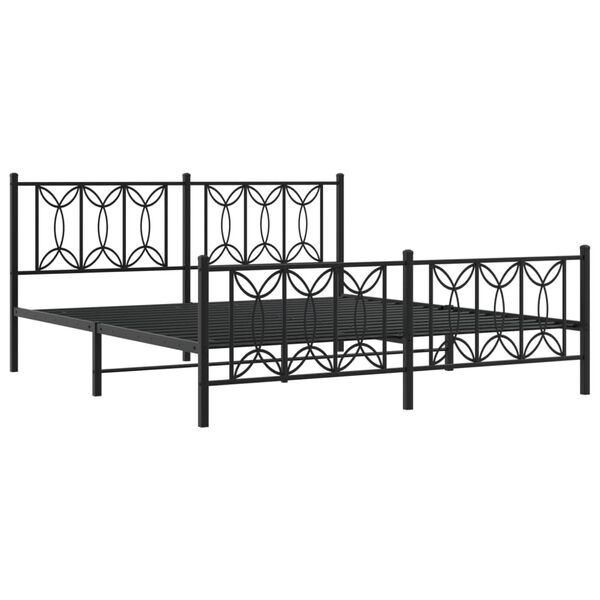 vidaXL Metal Bed Frame without Mattress with Footboard Black 70.9"x78.7"