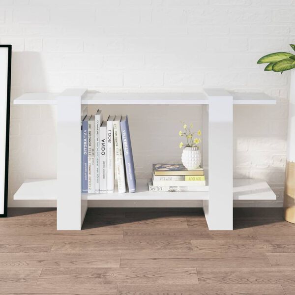 vidaXL Book Cabinet High gloss white Engineered wood Large Book Cabinet