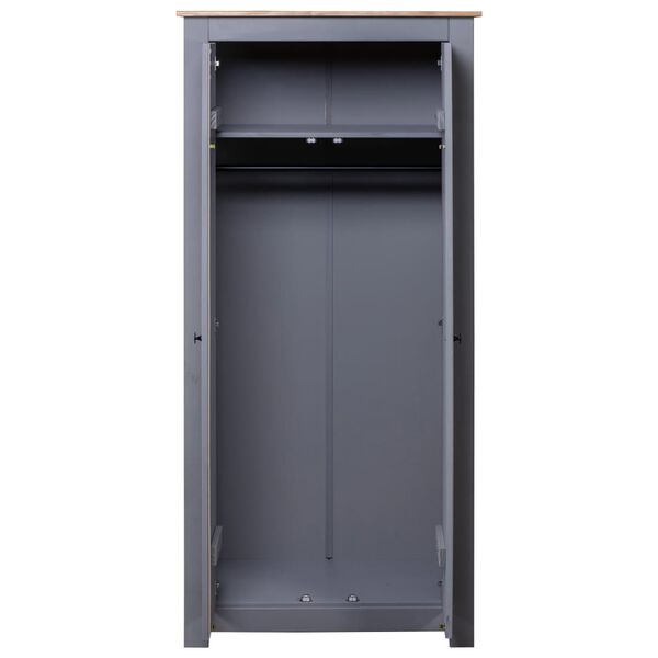 vidaXL Wardrobe Gray Solid pine wood Compact Wardrobe Rectangular