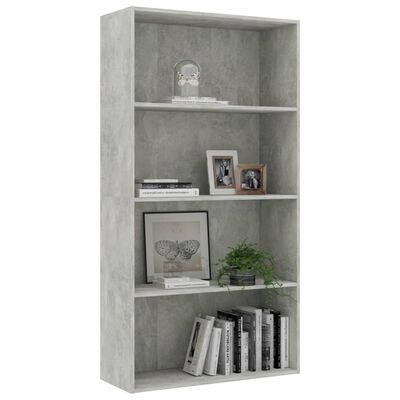 vidaXL 4-Tier Book Cabinet Concrete Gray 31.5"x11.8"x59.6" Chipboard