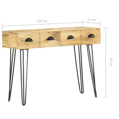 vidaXL Console Table 39.4"x13.8"x29.9" Solid Mango Wood