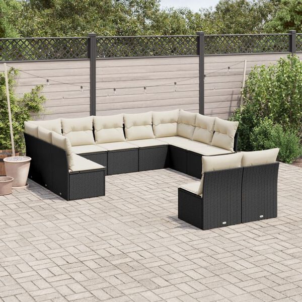 vidaXL Garden Sofa Set Black, Cream White