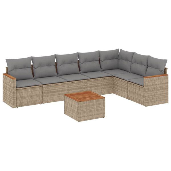 vidaXL Garden Sofa Set Beige PE rattan Large Adjustable Feet