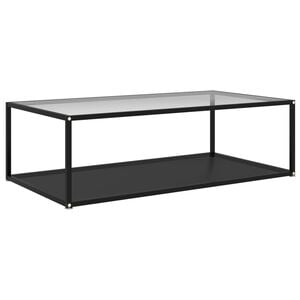 vidaXL Coffee Table Transparent and Black 47.2"x23.6"x13.8" Tempered Glass