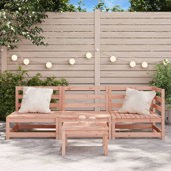 vidaXL Garden Sofa Natural wood color Solid Douglas Fir wood 3-seater