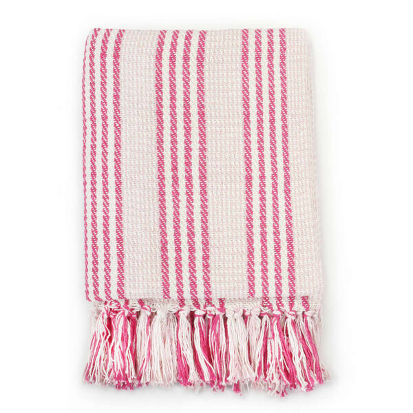 vidaXL Throw Pink and White 100% Cotton 86.6 x 98.4 in Throw