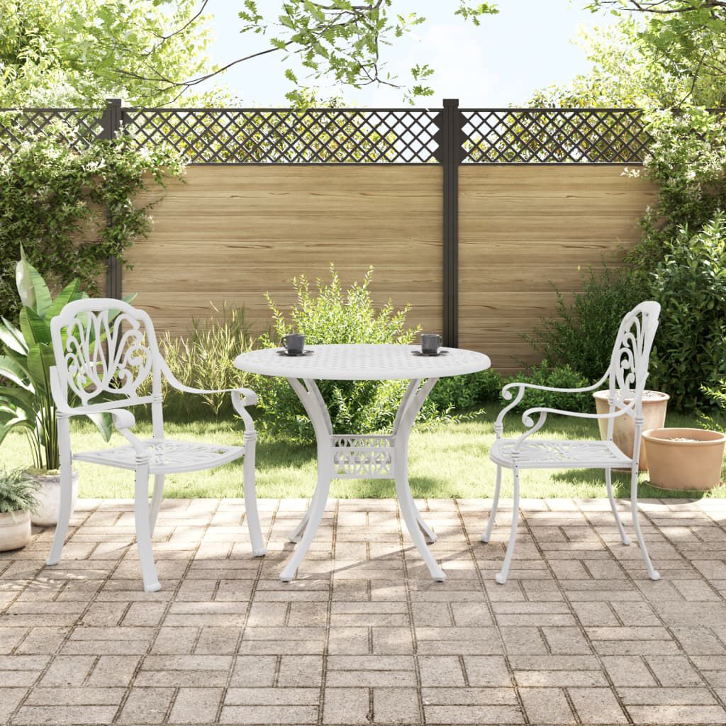 vidaXL Bistro Set White Cast Aluminum Standard Durable Bistro Set